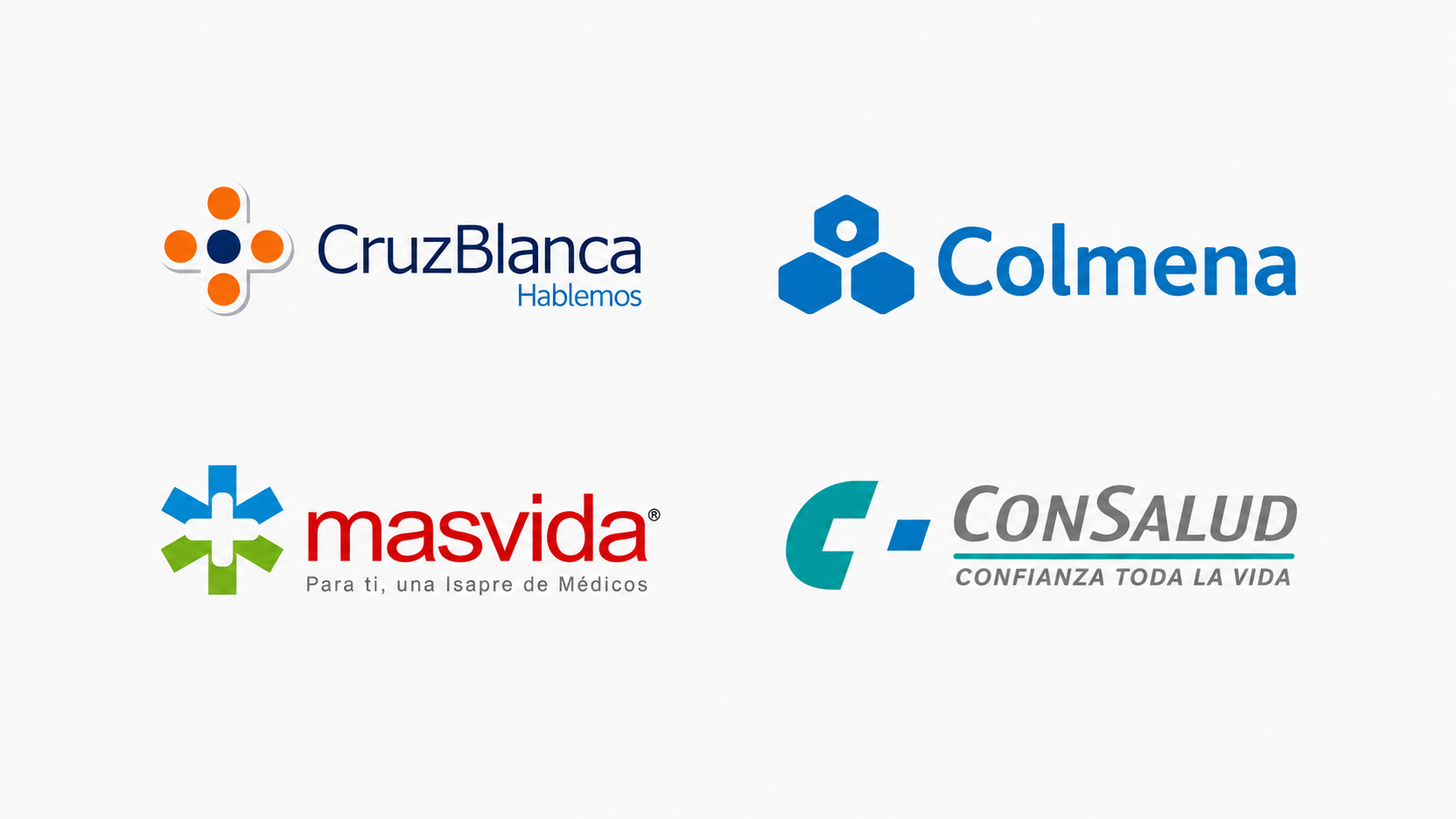 Isapres en convenio: Colmena, Cruz Blanca, Consalud, Nueva Masvida